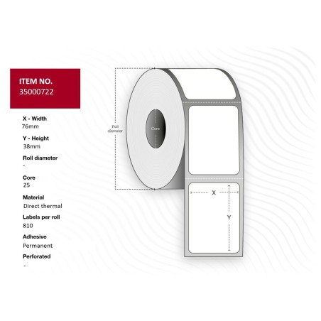 High-Quality Capture Label 76x38 - Core 25 White | SKU: 35000722